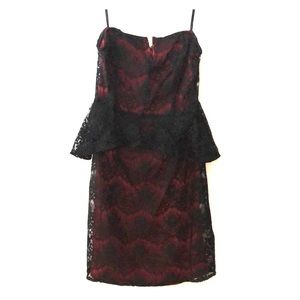 KIMCHI BLUE Black and burgundy lace dress